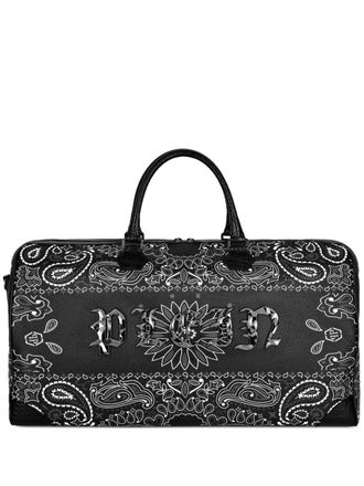 Philipp Plein logo-print leather tote bag - Black