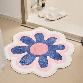 OEM Alfombrilla De Ba&ntilde;o De 40x40 Cm Con Estampado De Margaritas, Antideslizante, Lavable, Apta Para Ba&ntilde;o, Dormitorio Y Sal&oacute;n - Azul