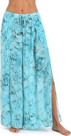 L'agence Geraldine Wide Leg Cover-Up Pants in Turquoise at Nordstrom, Size X-Small