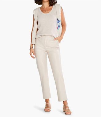 Nic+Zoe Fraida Faux Leather Straight Leg Trouser In Cobblestone