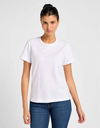 Lee T-Shirt LEE Lee T-shirt Perfect Tee, Damen, Gr. XS, weiss (wei&szlig;), Obermaterial: 100% Baumwolle CO., Shirts T-Shirt