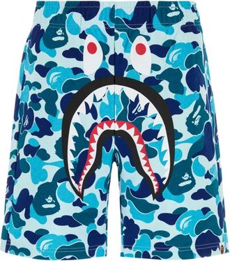 A Bathing Ape A Bathing Ape, Korte Broeken, Heren, Blauw, S, Katoen, ABC Camo Shark Shorts