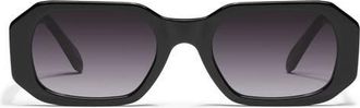 Quay Hyped Up 53mm Gradient Square Sunglasses in Black /Smoke at Nordstrom