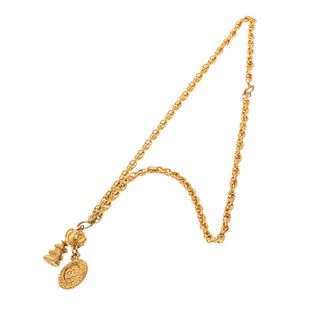 Chanel Pre-owned Womens Cc Gold Plated Medallion And Pagoda Pendant Necklace - Beige - One Size