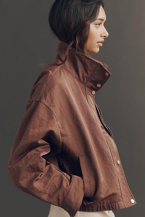 Pilcro Nylon Funnel-Neck Bomber Jacket