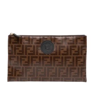 Fendi Pre-owned Vintage Canvas Clutch - Dames - Pre-owned - Bruin - Maat: ONE Size