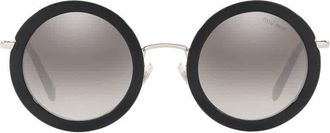 Miu Miu Gradient Gray Mirrored Silver Round Ladies Sunglasses MU 59US 1AB5O0 48