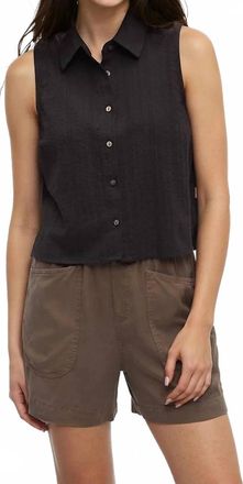 tentree Robin Button Up Top In Black