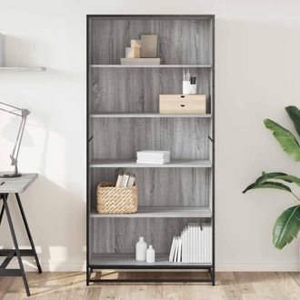 Berkfield Home Modern Bookcase Grey Sonoma 80.5x35x170.5 cm Engineered Wood