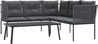 vidaXL Sof&aacute; De Jard&iacute;n Con Cojines Acero Y Textilene Negro Vidaxl