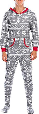 Generic Long Sleeve Onesies For Men - Pyjamas Hoodies Men Winter Thermal Home Pyjamas Sleepwear Set Fashion Printed Jumpsuit With Pockets Christmas Pyjamas Se