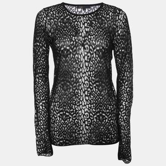 Maje Black Patterned Lace Full Sleeves Top