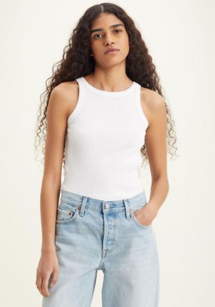 Levi's Tanktop LEVIS ESSENTIAL RACER TANK, Damen, Gr. M (36/38), wei&szlig;, Jersey, Obermaterial: 100% Baumwolle, unifarben, slim fit normal, Rundhals, Tops Tankt