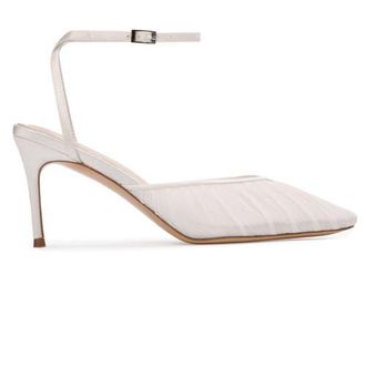 Black Suede Studio Melody 80 Pump in White Tulle at Nordstrom, Size 42