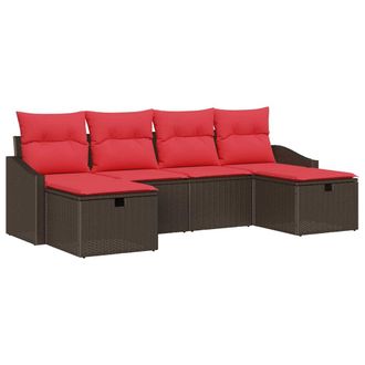 vidaXL Conjunto De Sof&aacute; De Jard&iacute;n 6 Uds. Rat&aacute;n Sint&eacute;tico Vidaxl