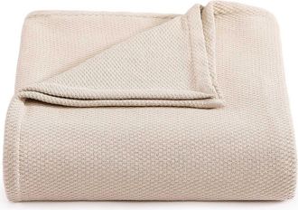 Tommy Hilfiger Cotton Piqu&eacute; Throw Blanket in Beige at Nordstrom Rack, Size Full/queen