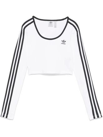 adidas cropped 3-stripes T-shirt - women - Cotton/Spandex/Elastane - M - White