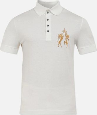 Vivienne Westwood Mens Mens White Vivienne Westwood Lion & Unicorn Polo Shirt - Size: 38