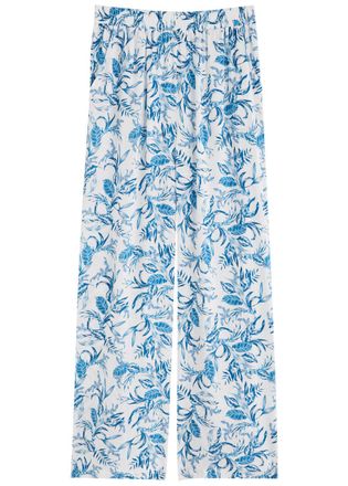 Melissa Odabash Olivia Floral-print Wide-leg Trousers - Blue - XS (UK6 / XS)