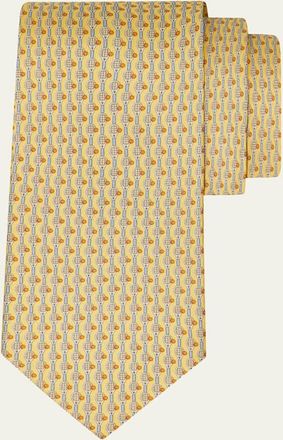 Ferragamo Mens Tennis-Print Silk Tie