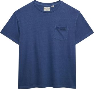 Superdry Rundhalsshirt SUPERDRY COTTON CLASSIC LINEN PKT TEE, Herren, Gr. XXL, montauk blau, Single Jersey, Obermaterial: 80% Baumwolle, 20% Leinen, unifarben,