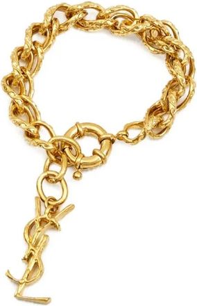 Saint Laurent Schakelarmband met logo-hanger - Goud