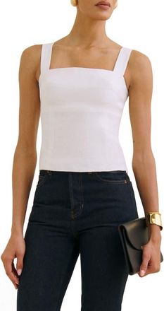 Reformation Darci Linen Tank in White at Nordstrom, Size 10