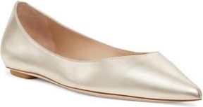 Stuart Weitzman Emilia Pointed Toe Flat in Light Gold at Nordstrom Rack, Size 6.5