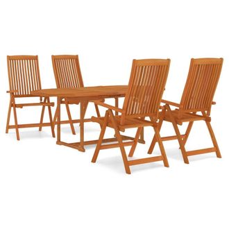 Berkfield Home 5 Piece Garden Dining Set Solid Wood Eucalyptus in Brown