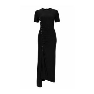 Paco Rabanne Abito Midi con Bottoni Asimmetrici - - Dresses - Donna - Nero - S