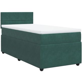 vidaXL Cama Box Spring Con Colch&oacute;n Terciopelo Verde Oscuro 90x200 Cm Vidaxl