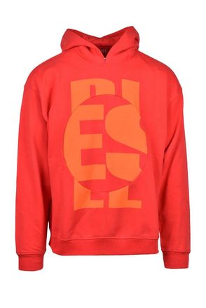 Diesel Red Cotton Polyester Mens Hoodie