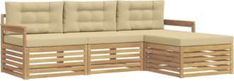 vidaXL Conjunto De Sof&aacute;s De Exterior 4 Uds. Y Beige Poli&eacute;ster Vidaxl