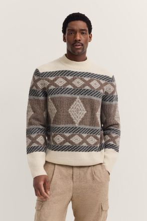 Bugatti Herren Noorse trui met opstaande kraag & Fair Isle