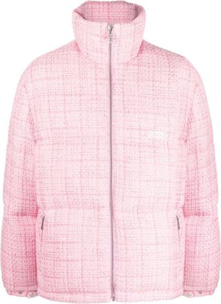 GCDS quilted tweed padded jacket - unisex - Cotton/Polyester/Acrylic/Polyamide/Polyester/Feather Down - M - Pink