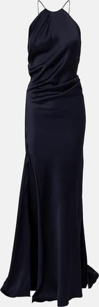 Victoria Beckham Chain-detail draped cr&ecirc;pe satin gown