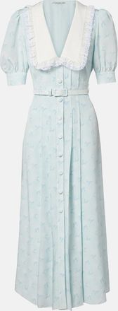 Alessandra Rich Abito midi in seta con stampa floreale