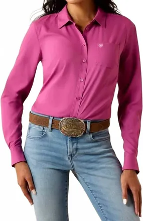 Ariat Kirby Pro Long Sleeve Button Down Shirt - Plus In Rose Sorbet