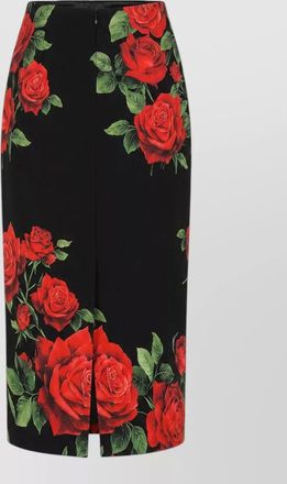 Dolce & Gabbana silk rose print high-waisted midi pencil skirt