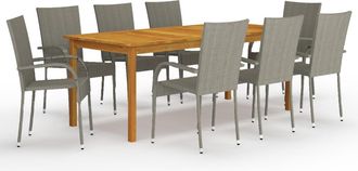 vidaXL Juego De Comedor De Jard&iacute;n 9 Piezas Gris Vidaxl