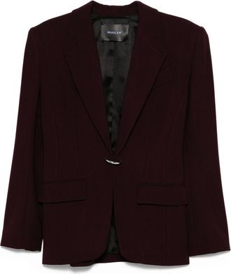 MUGLER Burgundy Tailored Blazer with Metallic Button Closure