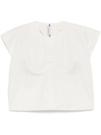 pushBUTTON bra point sleeveless top - White