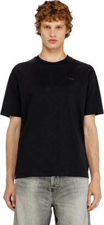 Diesel Cotton T-shirt with small logo on chest - T-Shirts - Man - Black