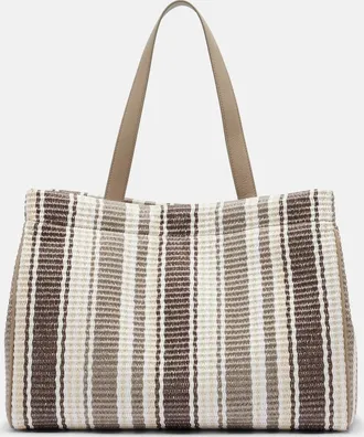 Brunello Cucinelli Monili Medium striped raffia tote bag