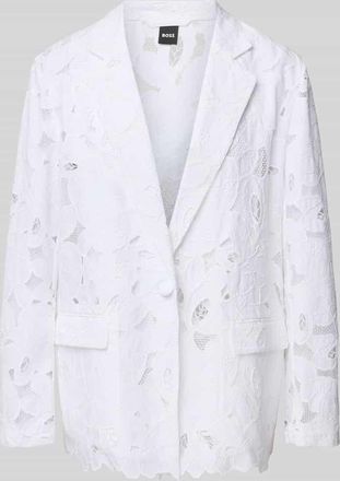 HUGO BOSS Blazer mit Spitzenbesatz Modell Jonara in Weiss, Gr&ouml;&szlig;e 36