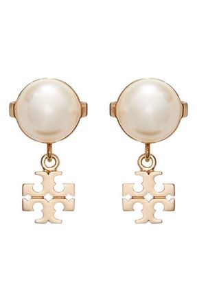 Tory Burch Moondance Faux Pearl Drop Earrings in Tory Gold/cream at Nordstrom