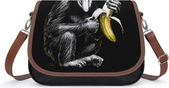 Generic Chimpanzee Monkey Banana Crossbody Bags for Women Shoulder Messenger Bag Purse Handbags