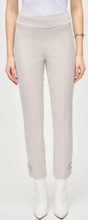 Joseph Ribkoff Houndstooth Slim Ankle Pant In Beige/off-White