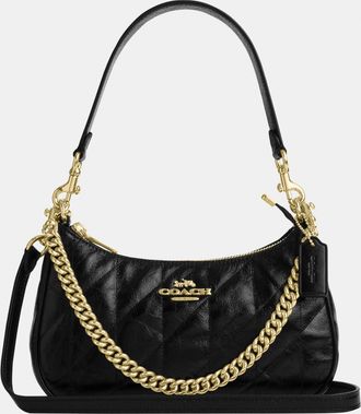 Coach Womens Teri Shoulder Bag With Quilting - Black Leather - One Size
