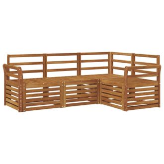 vidaXL Juegos De Sof&aacute;s 4 Pcs Natural Madera De Acacia S&oacute;lida Vidaxl